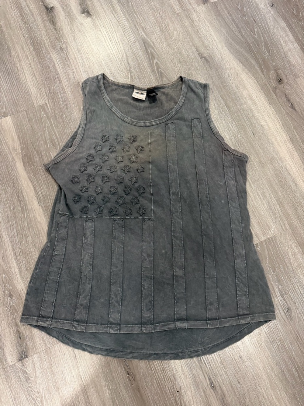Harley-Davidson Washed Black Embroidered Flag Tank